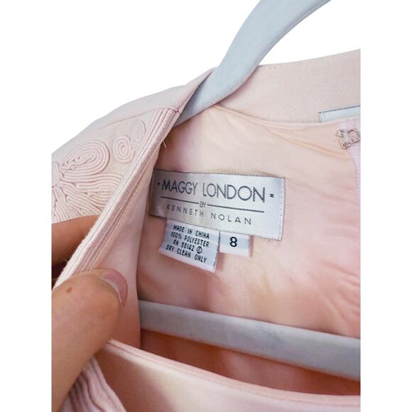 Maggy London Sheath Dress & Jacket 8 Pink Floral Pearl Coquette Vintage Brunch - Picture 5 of 9